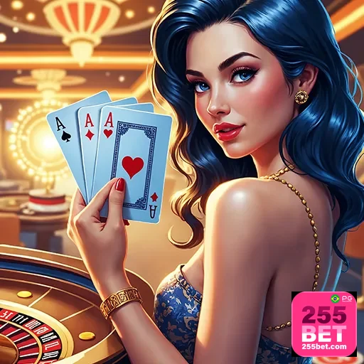 Imagem de casino online com o logo 255bet, destaque para jogos de azar e diversão no site 255bet.